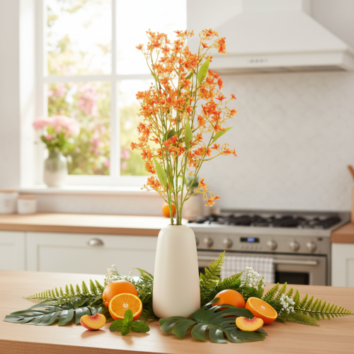 Művirág orchidea ág narancssárga filigrán szobadekoráció 110cm 3db | Floristik24.hu