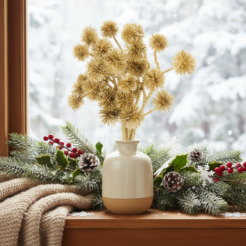 Mesterséges Borostyánszínű Gyümölcság, Arany Díszítéssel, 26 cm, 6 Darabos Csomag | Floristik24.hu