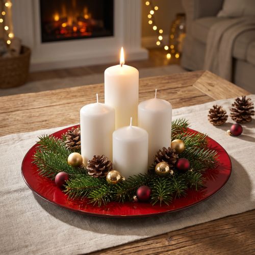 Piros/fekete dísztányér Ø22cm | Floristik24.hu