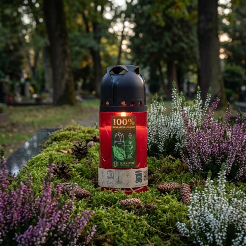 Grave gyertya Piros ICP komposztálható emlékgyertya H20cm | Floristik24.hu