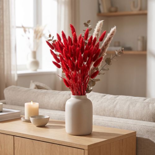 Dekoratív vörös fű, Lagurus, bársonyfű, szárított virágdíszek H20–50cm 25g | Floristik24.hu