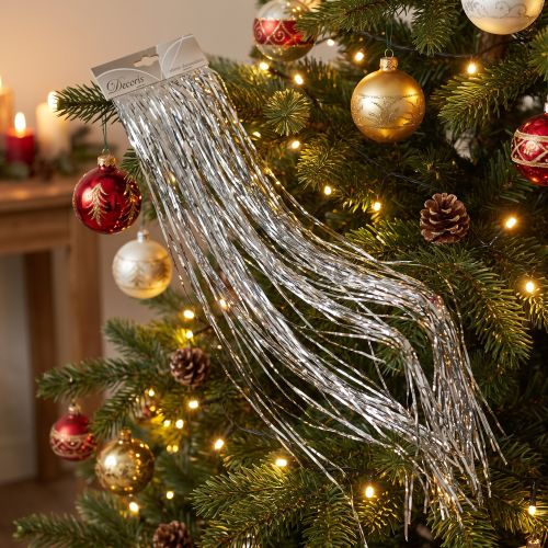 Tinsel ezüst karácsonyfadísz partidekoráció 50×40cm 2db | Floristik24.hu