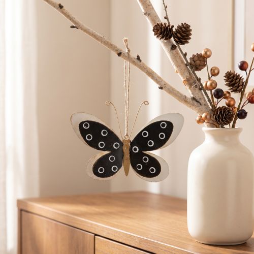 Wall Art Butterfly Deco fekete fehérarany fém 15cm | Floristik24.hu