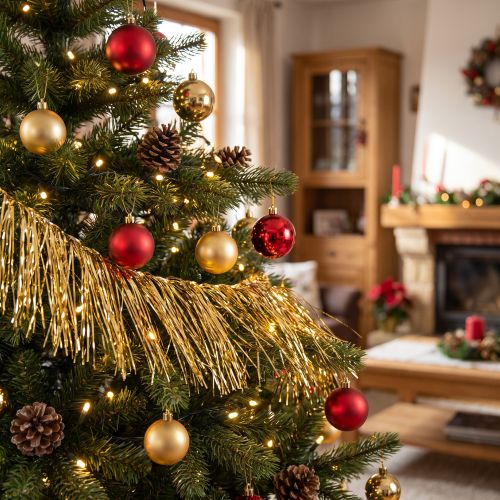 Tinsel Gold Világos aranyfa függő karácsonyi L50cm | Floristik24.hu