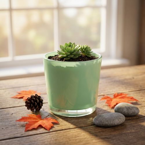 Üveg edény Ø10cm H8,5cm menta zöld | Floristik24.hu