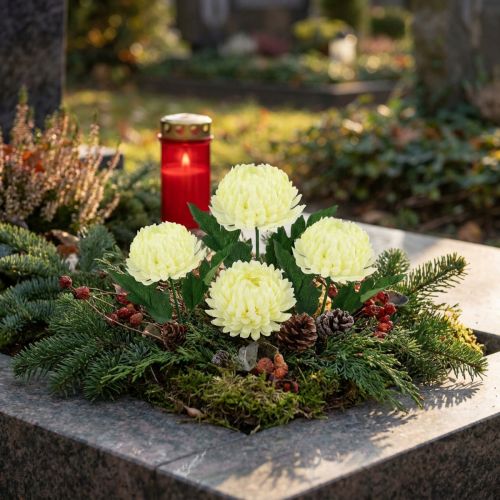 Krizantém krémszínű művirág Ø7cm 18cm 4db | Floristik24.hu
