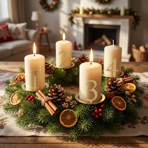 Adventi koszorúhoz való gyertyagyűrű, kúpos gyertyaszámozás, 3cm, 4db | Floristik24.hu