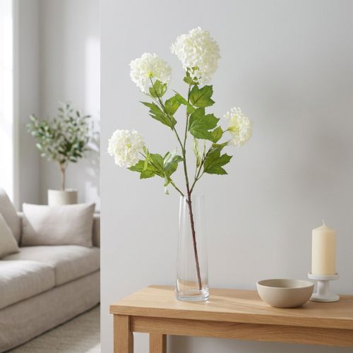 Hógolyó mesterséges viburnum ág fehér virágok 90 cm | Floristik24.hu