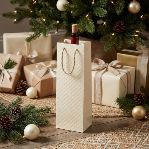 Ajándékzacskó palackokhoz papírkrém 12×9×36cm 1 db | Floristik24.hu