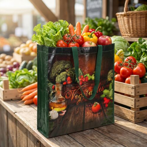 Bevásárlótáska fogantyúval Zöldség műanyag 38 × 10 × 39 cm | Floristik24.hu