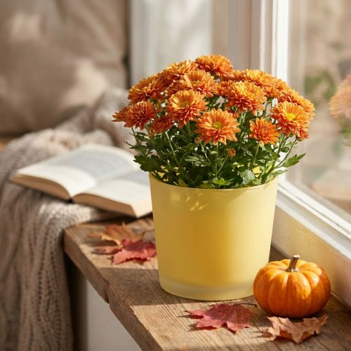 Üveg virágcserép sárga cserepes üveg kád Ø14,5cm H12,5cm | Floristik24.hu