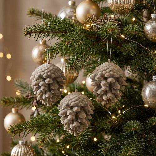 Fenyőtoboz dísztoboz függeszthető barna 8cm 4db | Floristik24.hu