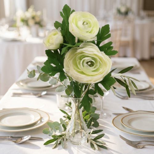 Művirágok Ranunculus műkerti virágok fehér 34cm | Floristik24.hu