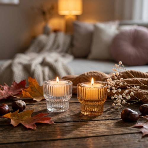 Tealight üveg teamécses tartó színezett üveg Ø5,5cm H5cm 2db | Floristik24.hu