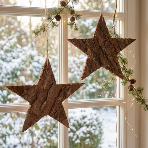 tételeket Akasztható díszcsillagok fenyőkéregből fenyőcsillagok 20cm 3 db