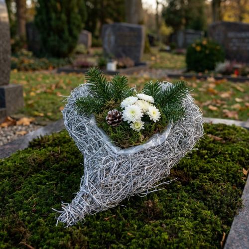 Szőlőszív mosott fehér 16cm x 21cm 1db | Floristik24.hu