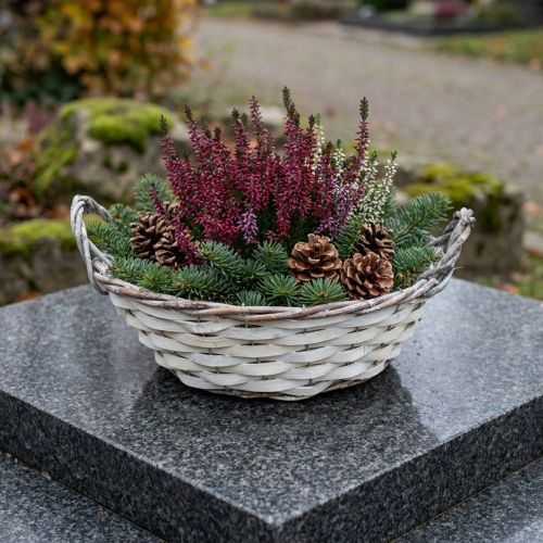 Dekoratív kosár, virágtartó, fehér, kerek, shabby chic, kaspó, virágkosár, Ø29.5cm | Floristik24.hu