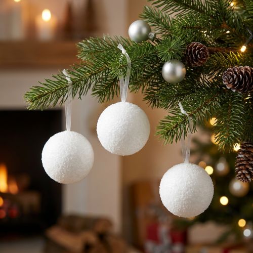 Hógolyók deco fogas műhó Ø5,5cm 6db | Floristik24.hu