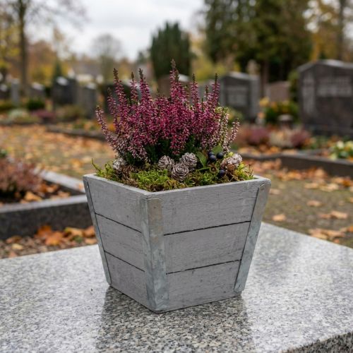 Virágláda fa virágtartó kopott elegáns szürke 12,5×14,5×14,5 cm | Floristik24.hu
