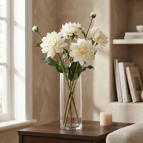 Művirág Dahlia White Művirág bimbóval 57cm | Floristik24.hu