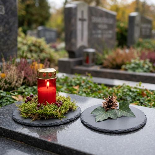 Természetes pala lemez kerek alátét fekete Ø10cm 6 db | Floristik24.hu