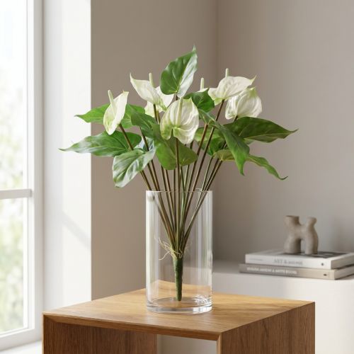 tételeket Művirág, flamingó virág, műanthurium fehér 36cm