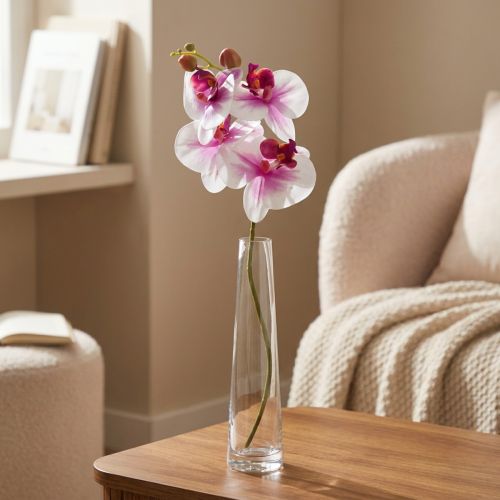 Orchidea mesterséges Phalaenopsis 4 virág fehér rózsaszín 72cm | Floristik24.hu