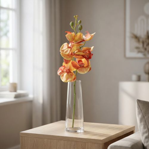 Phalaenopsis mesterséges orchidea lángvörös sárga 78cm | Floristik24.hu