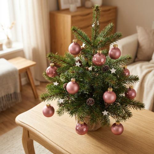 Mini karácsonyi gömb régi rózsaszín üveggolyók Ø2,5cm 22 db | Floristik24.hu