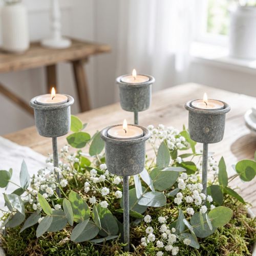 Plug-in gyertyatartó Shabby Chic szürke Ø3cm H8,5cm 8 db | Floristik24.hu