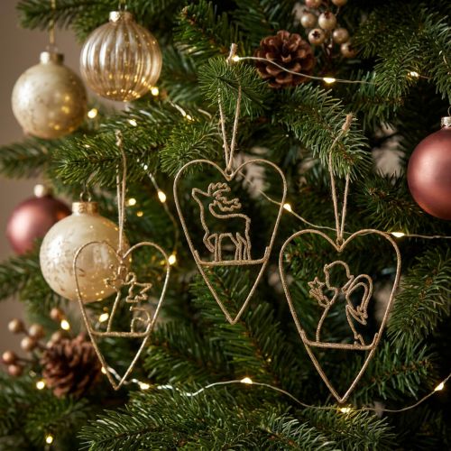 Karácsonyfa díszek szív fém szívek dekoráció arany 12cm 6db | Floristik24.hu