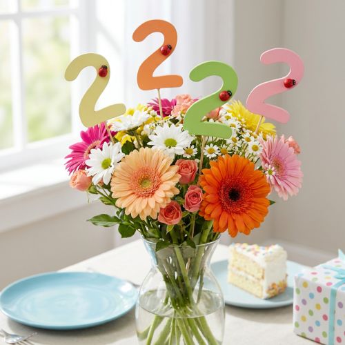 Számdugók születésnapi 2 virágdugók fa 27,5cm 16 db | Floristik24.hu