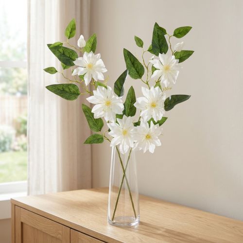 Műklematisz ág virágokkal, elegáns és kevés karbantartást igénylő dekorációként, 81 cm, 2 darab | Floristik24.hu