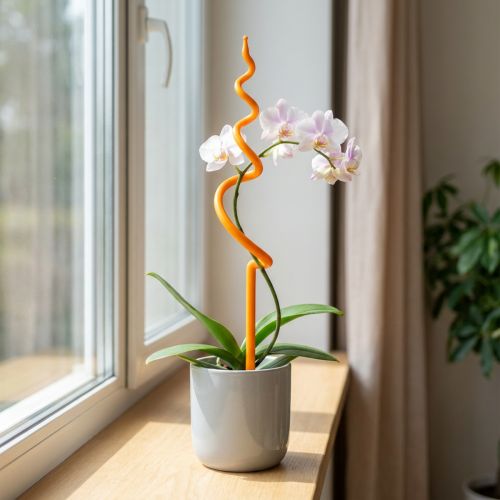 Orchidea karó, műanyag, narancssárga, orchideákhoz való mászóeszköz, M64cm | Floristik24.hu