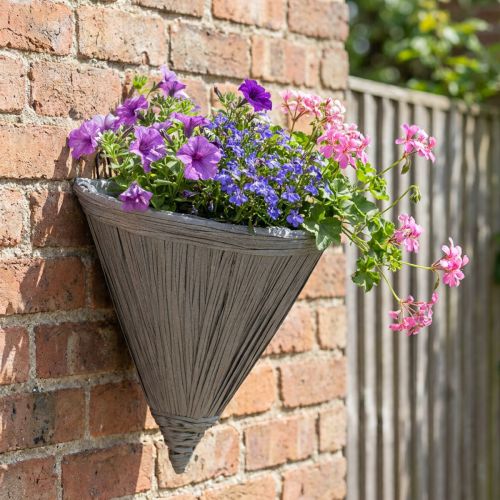 Függesztett cserép szürke Virágcserép akasztható fali lámpához 30×17cm | Floristik24.hu