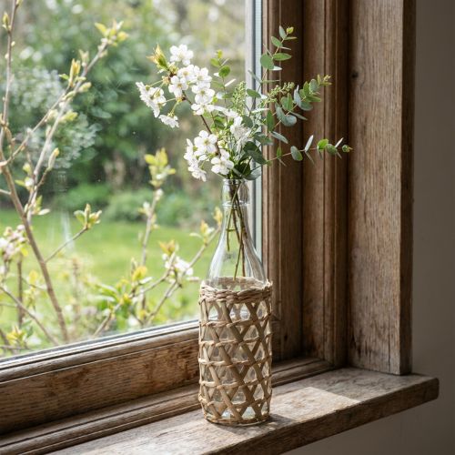 Deco palack üveg üvegüveg dekoráció fonott Ø9,5cm H31cm | Floristik24.hu