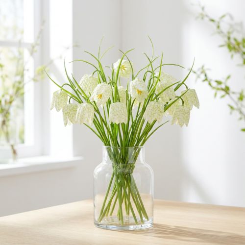 Sakktábla virágok Fritillaria műfehér, zöld 40cm 12 db | Floristik24.hu