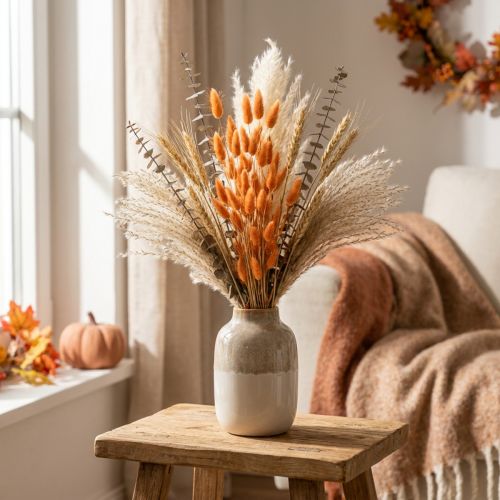 Lagurus szárított nyúlfarkfű sárgabarack dekoratív szárított virágok 55-60cm 50g | Floristik24.hu