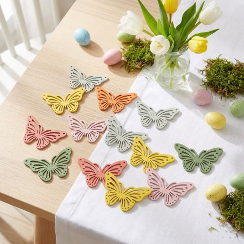tételeket Shaker fa pillangó színes permetező dekoráció 4,5×3cm 48 db