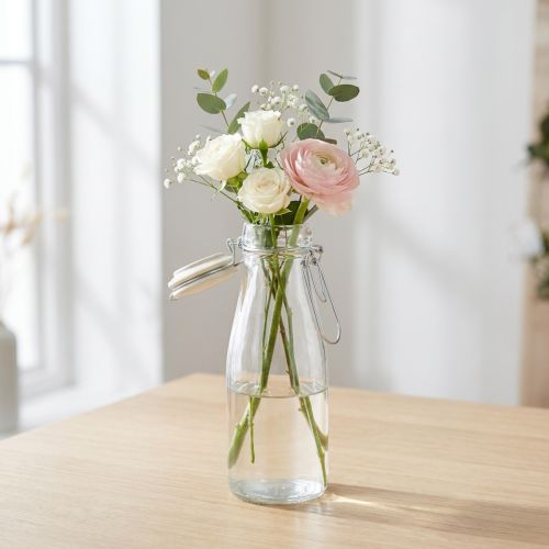 Üveg dekoratív üveg kupakkal átlátszó Ø7cm 20,5cm | Floristik24.hu