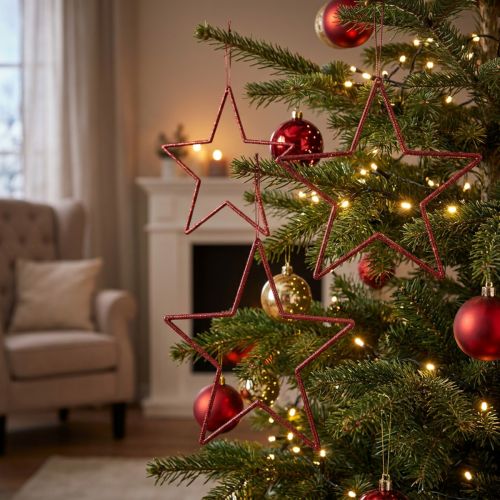 Dekoratív Karácsonyi Csillagok, Csillámos Piros, 18 cm, 8 Darab - Karácsonyfa Díszek és Ablakdekorációk | Floristik24.hu