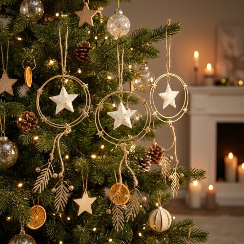 Függesztett dekoráció Karácsonyfa díszek csillag H38cm 3 db | Floristik24.hu