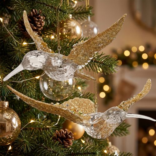 Karácsonyfa díszek madár kolibri medál 11,5/14cm 2 db-os készlet | Floristik24.hu