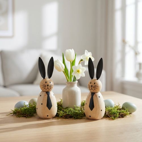 Dekoratív nyúl egyszerű mintával tavaszi nappali dekorációhoz, 12 cm, 2 darab | Floristik24.hu