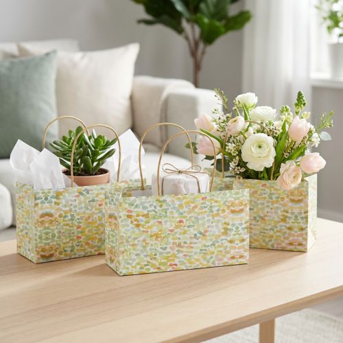 Ajándéktáska fogantyúval ajándéktáska mintás 24×12×12cm 6db | Floristik24.hu