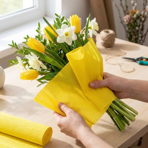 Virágüzlet Krepppapír Sárga 50x250cm | Floristik24.hu