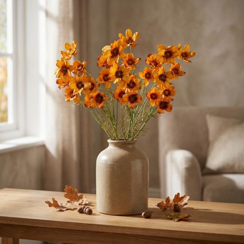 Művirág Cosmea Orange ékszerkosár H51cm 3 db | Floristik24.hu