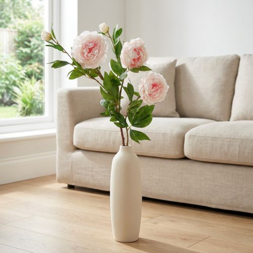 Selyemvirágos bazsarózsa mesterséges világos rózsaszín, fehér 135cm | Floristik24.hu