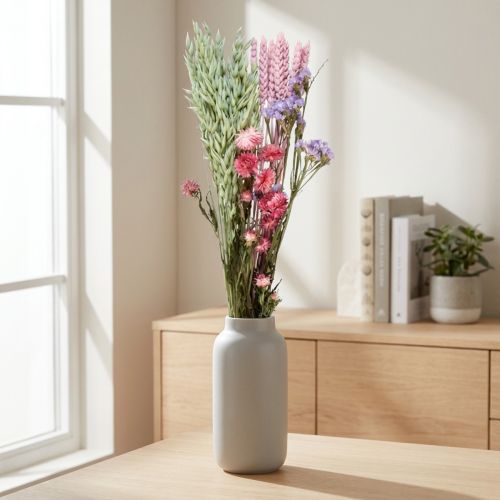 Szárított virágcsokor, rózsaszín tengeri levendula, 58cm, dekoratív | Floristik24.hu