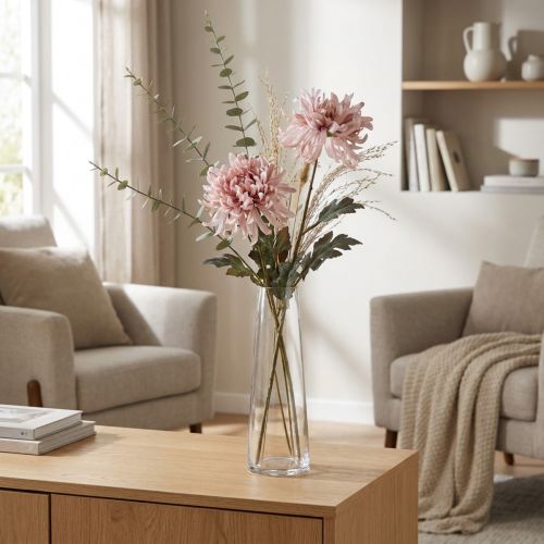 Mesterséges krizantém rózsaszín mályva Ø13cm L72cm 2db | Floristik24.hu